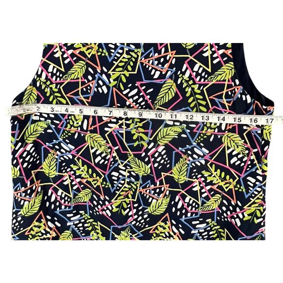 THML Dress S Blue Green Floral Geo Sleeveless Ruffle Neck Peplum Hem Boho Chic - Picture 7 of 14